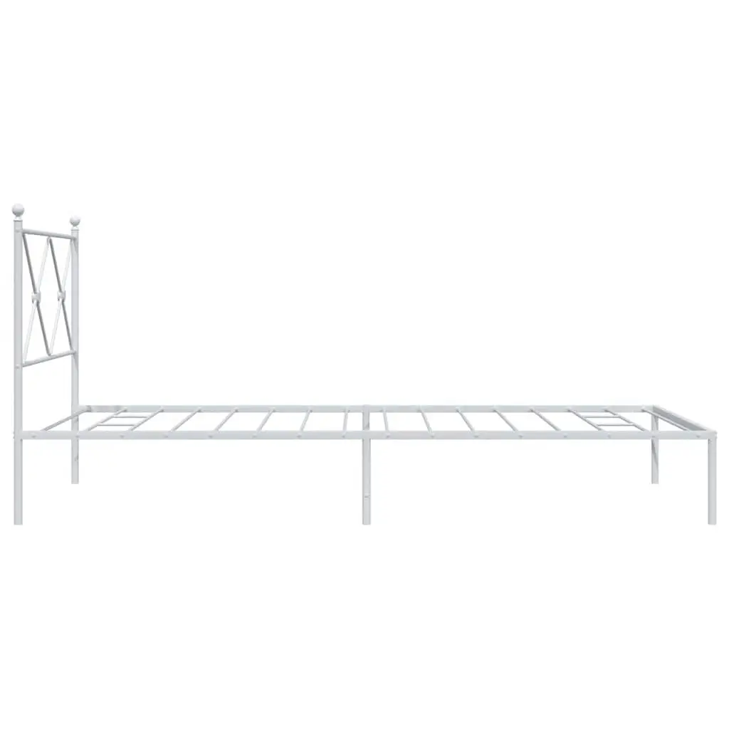 Metal Bed Frame King Single 107x203 cm Headboard White Powder-coated Steel Construction