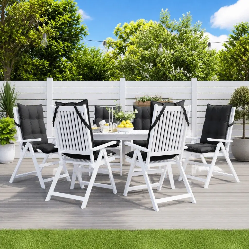 Highback Chair Cushions 6 Piece Oxford Fabric Anthracite Outdoor Garden Patio