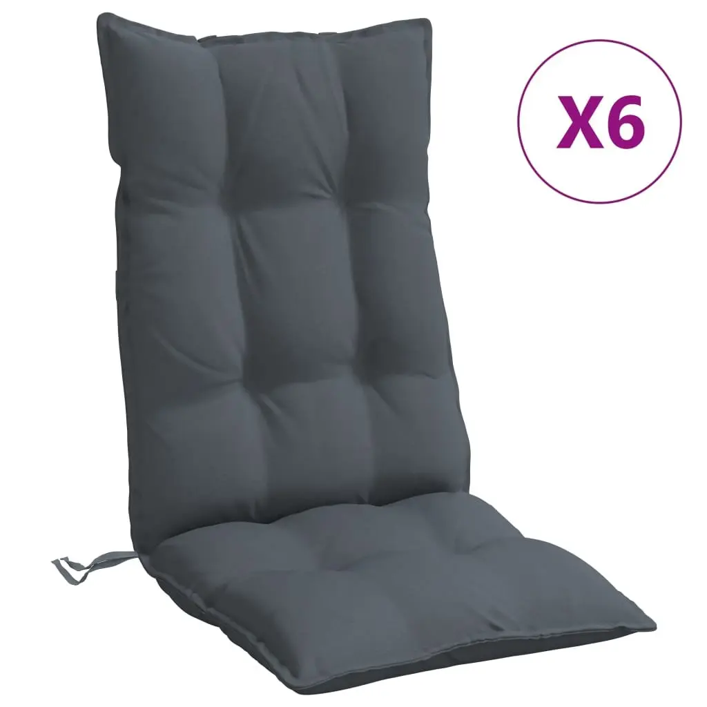 Highback Chair Cushions 6 Piece Oxford Fabric Anthracite Outdoor Garden Patio