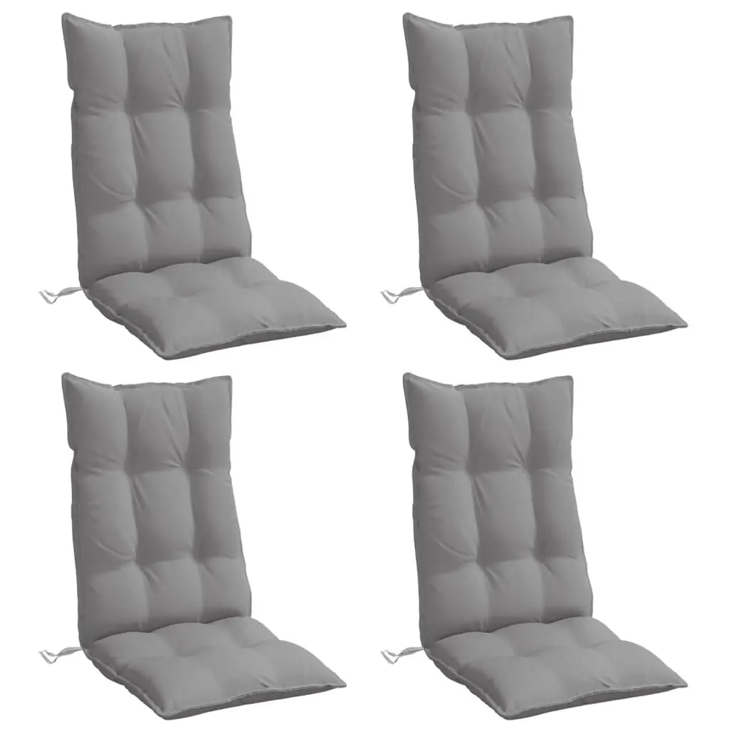 Highback Chair Cushions Grey Oxford Fabric 4 Pieces Outdoor Garden Patio Seat