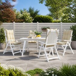 Highback Chair Cushions 4 pcs Cream Oxford Fabric Outdoor Garden Patio Seat Pad
