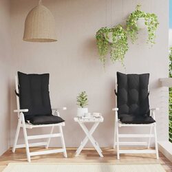 Highback Chair Cushions 2 pcs Black Oxford Fabric Outdoor Garden Patio Seat Pad