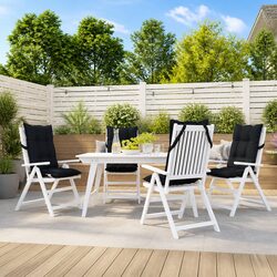 Highback Chair Cushions 4 Pack Black Oxford Fabric Outdoor Garden Patio Seat Pad