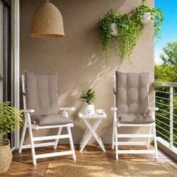 Highback Chair Cushions 2 pcs Taupe Oxford Fabric Outdoor Garden Patio Furniture