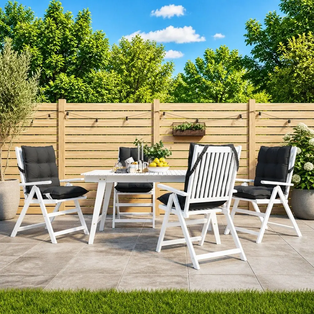 Low Back Chair Cushions 4 Pack Anthracite Oxford Fabric Outdoor Indoor Seating
