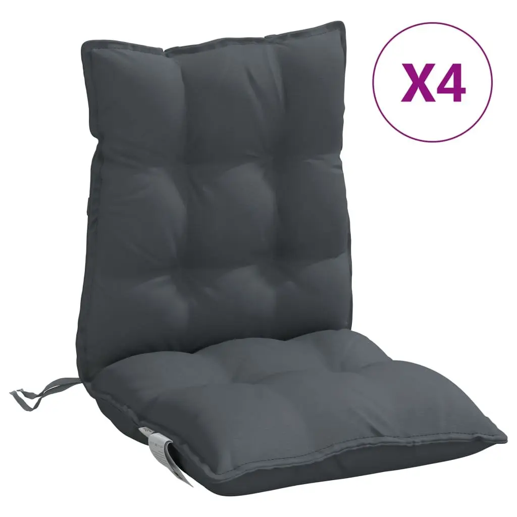 Low Back Chair Cushions 4 Pack Anthracite Oxford Fabric Outdoor Indoor Seating