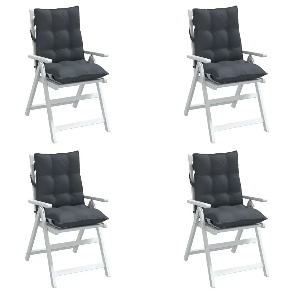 Low Back Chair Cushions 4 Pack Anthracite Oxford Fabric Outdoor Indoor Seating