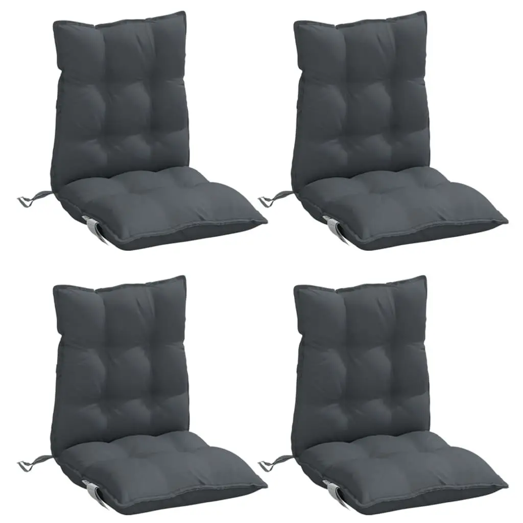 Low Back Chair Cushions 4 Pack Anthracite Oxford Fabric Outdoor Indoor Seating