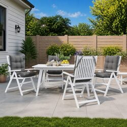 Lowback Chair Cushions 4 Piece Set Grey Oxford Fabric Outdoor Garden Patio Seat