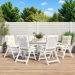 Lowback Chair Cushions 6 pcs Cream Oxford Fabric Outdoor Garden Patio Seat Pad