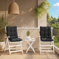 Lowback Chair Cushions 2 pcs Black Oxford Fabric Garden Patio Outdoor Seat Pad