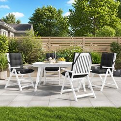 Lowback Chair Cushions 4 Pieces Black Oxford Fabric Outdoor Garden Patio Seat