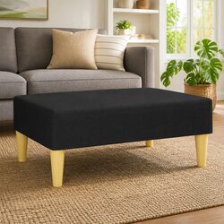 Black Fabric Footstool Foot Rest Ottoman Living Room Bedroom Furniture