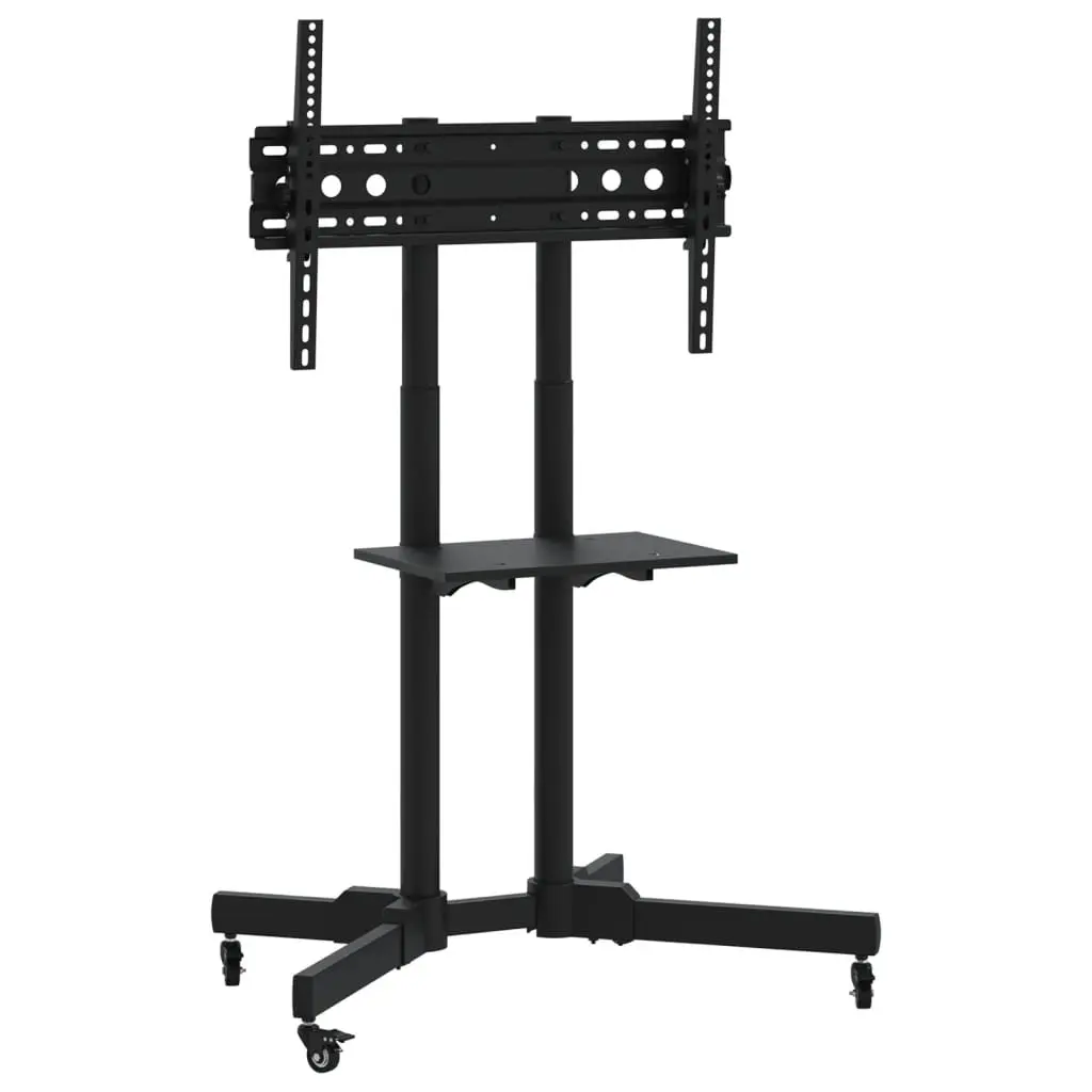 TV Stand on Wheels Height Adjustable Tilting for 32-70 Inch Screens Black Powder-coated Steel