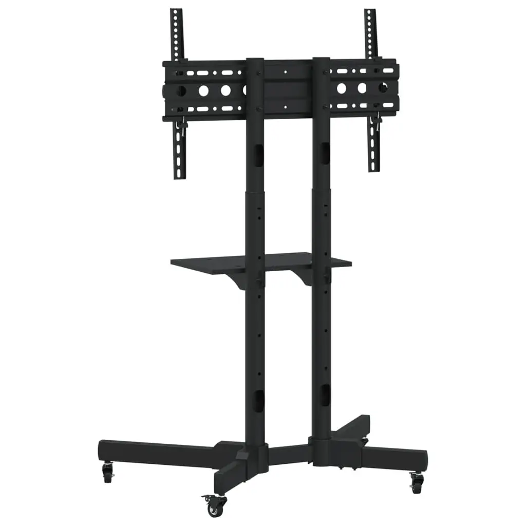 TV Stand on Wheels Height Adjustable Tilting for 32-70 Inch Screens Black Powder-coated Steel