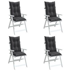 Highback Chair Cushions 4 pcs Anthracite 120x50x7 cm Garden Patio Outdoor Indoor