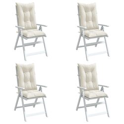Highback Chair Cushions Set 4pcs Cream Outdoor Garden Patio Seat Pad Cushion