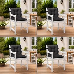 Lowback Chair Cushions Set 4 pcs Anthracite Outdoor Garden Patio Furniture Seat