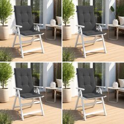 Highback Chair Cushions Set 4 pcs Anthracite Outdoor Garden Patio Seat Pad