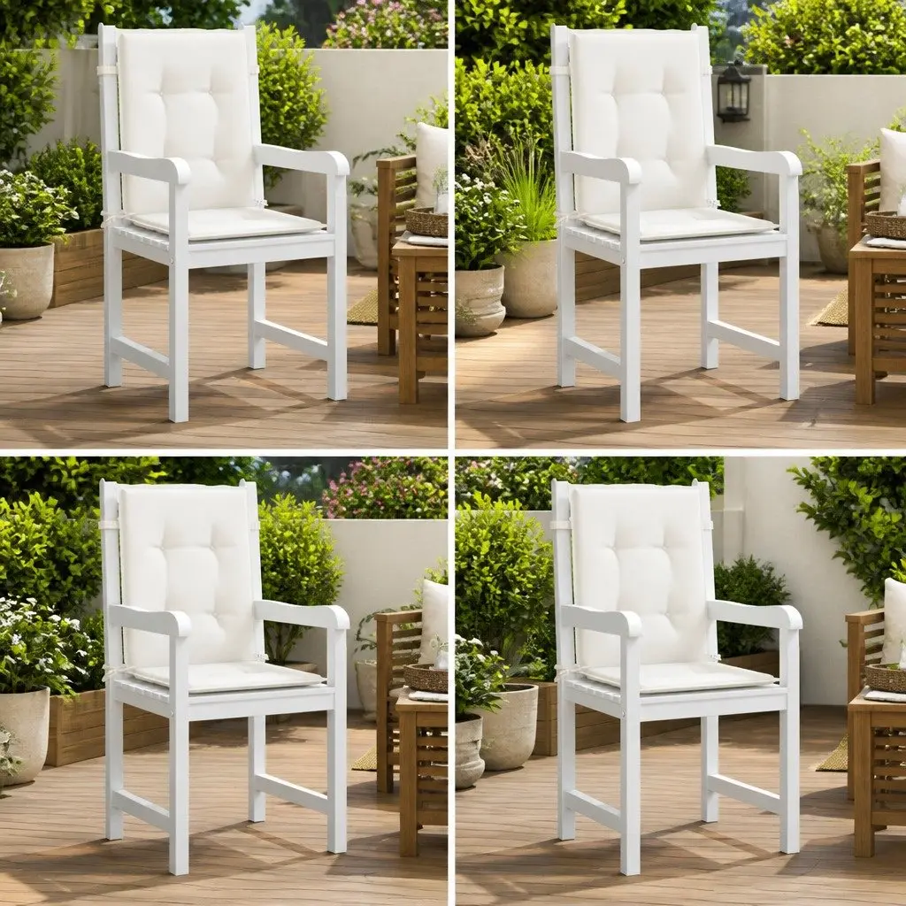 Lowback Chair Cushions 4 Pieces Cream Outdoor Indoor Garden Patio Seat Pad