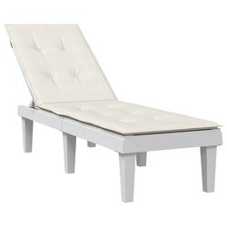Deck Chair Cushion Outdoor Garden Patio Seating Pad Cream Foam Filled Non-Slip