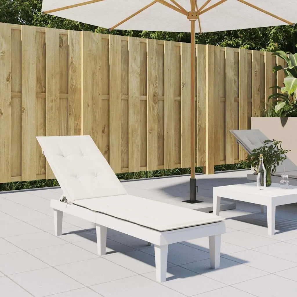 Deck Chair Cushion Foam Filled Non-Slip 75x50x4 cm Cream Polyester