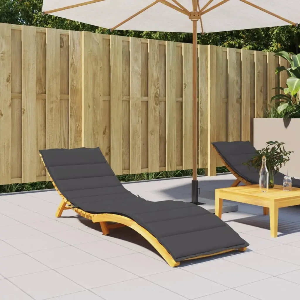 Sun Lounger Cushion Durable Polyester Fabric Anthracite 200x60x4cm