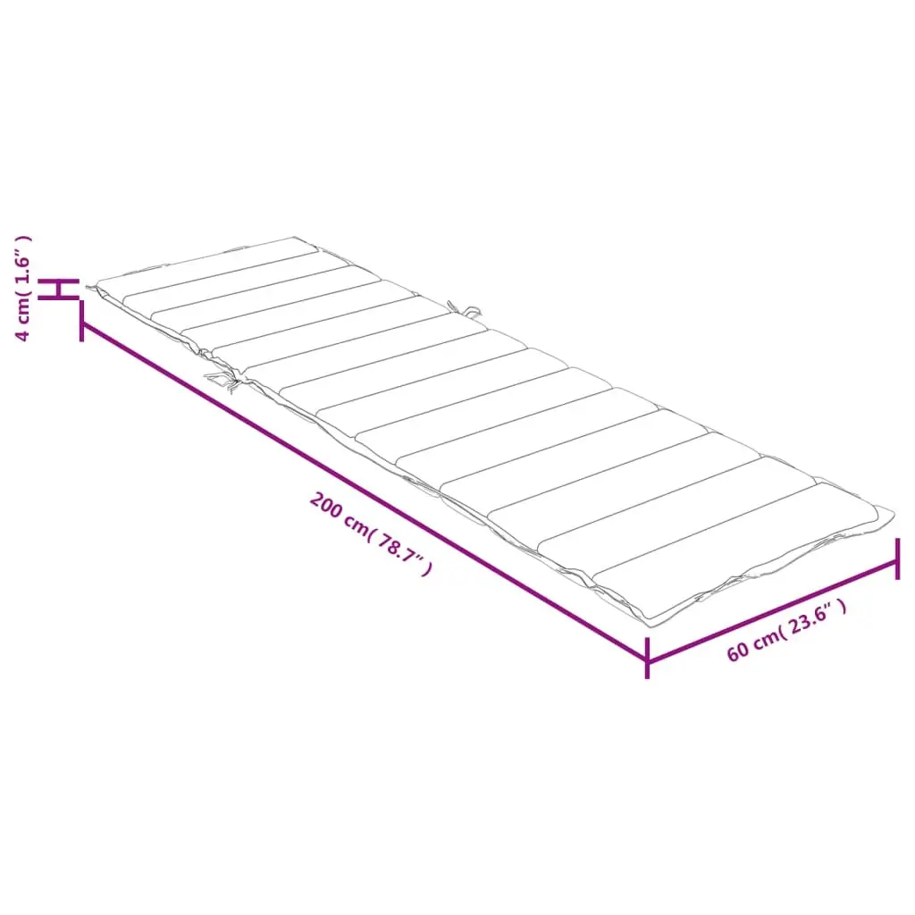 Sun Lounger Cushion Durable Polyester Fabric Anthracite 200x60x4cm