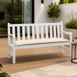 Garden Bench Cushion Cream Outdoor Patio Seating Pad with Non-Slip Ropes
