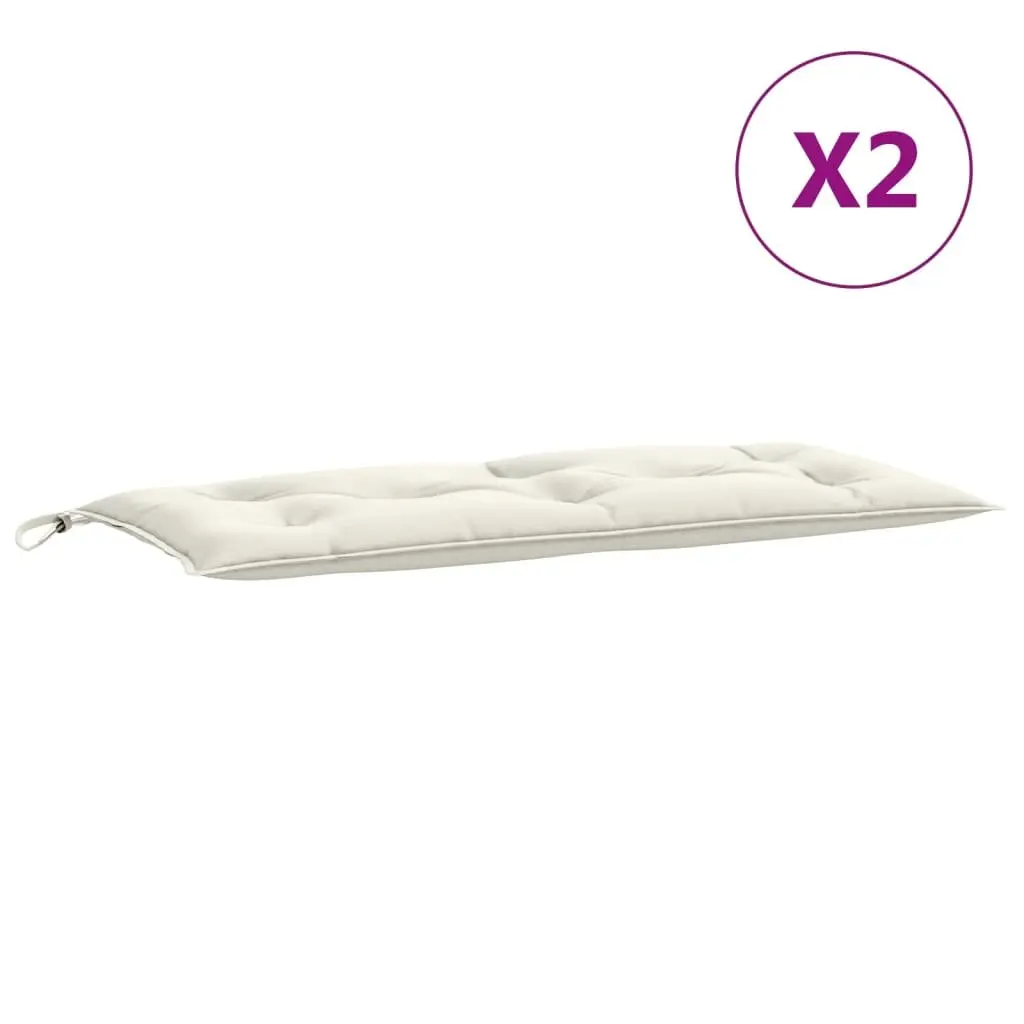Garden Bench Cushions 2 Pieces Cream Outdoor Patio Seating Pad