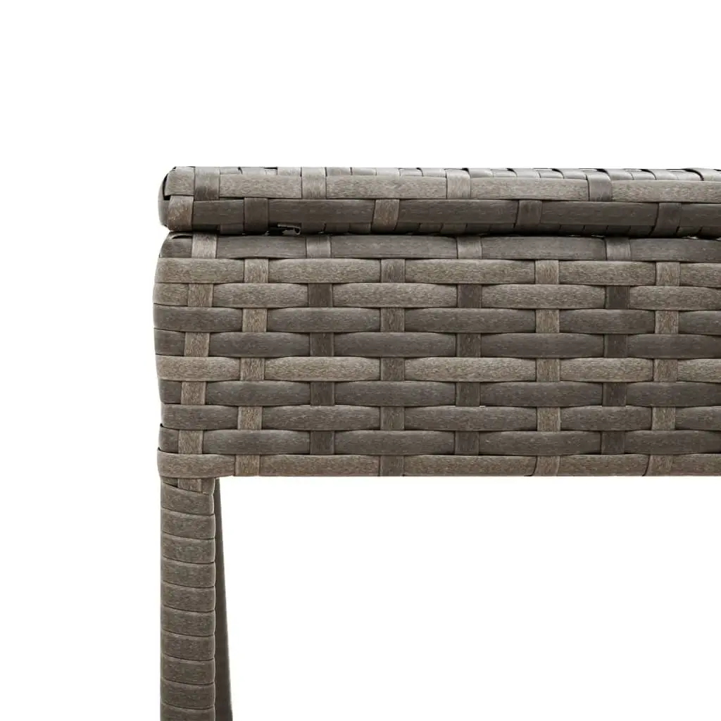 Sun Lounger Adjustable Backrest Side Table Grey Poly Rattan