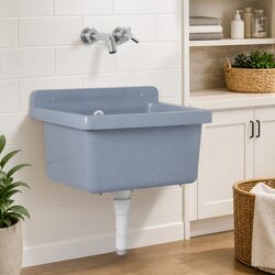 Wall Mounted Sink Basin 40x40x24cm Grey Resin Utility Kitchen Washbasin