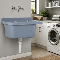 Wall Mounted Sink Washbasin Grey 50x35x24cm Utility Basin Compact Resin
