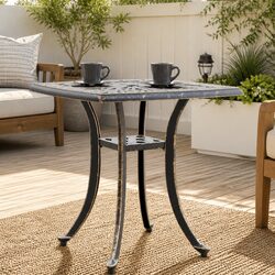 Garden Table Brown Outdoor Patio Furniture Cast Aluminium Umbrella Hole