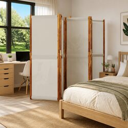 5-Panel Room Divider Grey Folding Privacy Screen Indoor Outdoor Space Partition