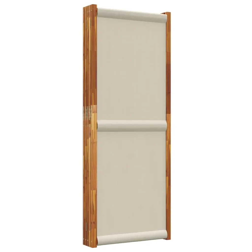 5-Panel Room Divider Folding Privacy Screen Grey Solid Acacia Wood Indoor Outdoor Space Partition