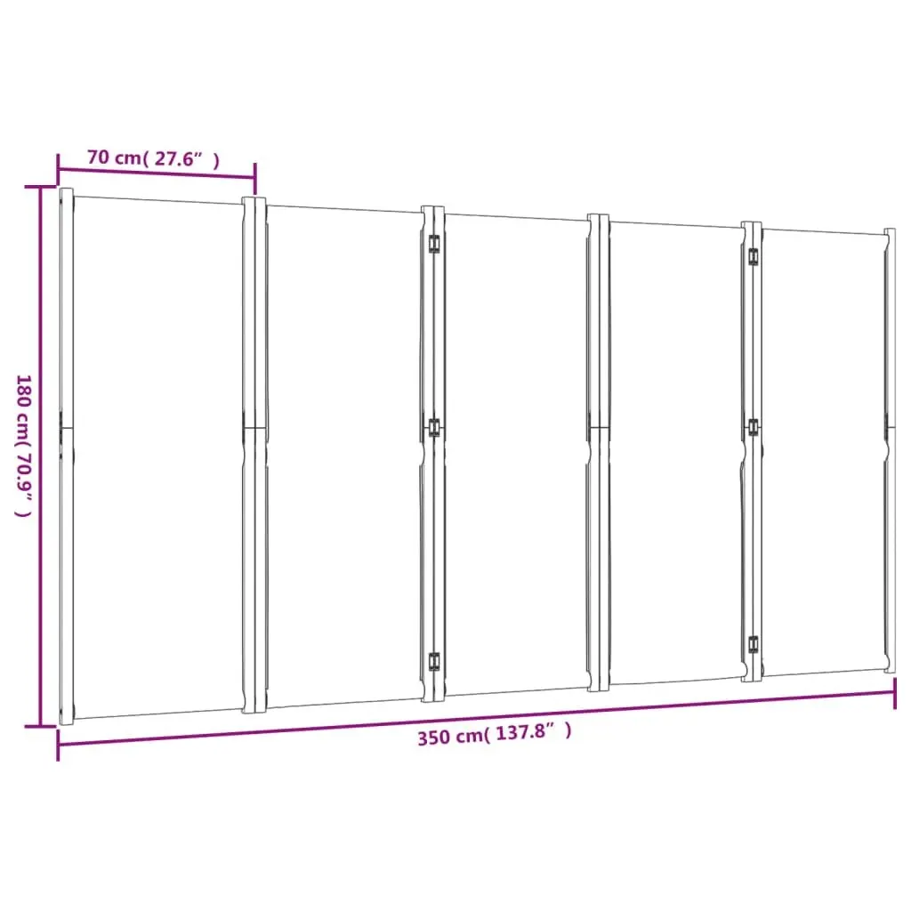5-Panel Room Divider Privacy Partition Folding Acacia Wood Blue