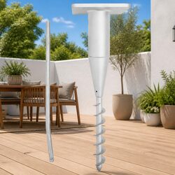 In-Ground Parasol Base with Rod 16x16x52 cm Steel Outdoor Umbrella Anchor