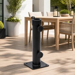 Parasol Base for 38mm 48mm Pole Outdoor Umbrella Stand Portable Steel Matt Black