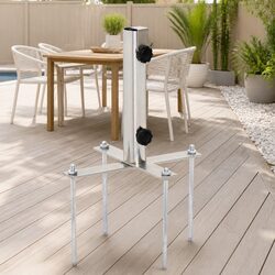 Parasol Base with Ground Spikes Silver Steel Outdoor Umbrella Stand Adjustable
