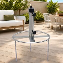 Parasol Base with Ground Spikes Steel Umbrella Holder Garden Outdoor Patio Stand