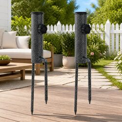 Parasol Stands with Spikes 2 pcs Ground Insert Outdoor Umbrella Holder Base
