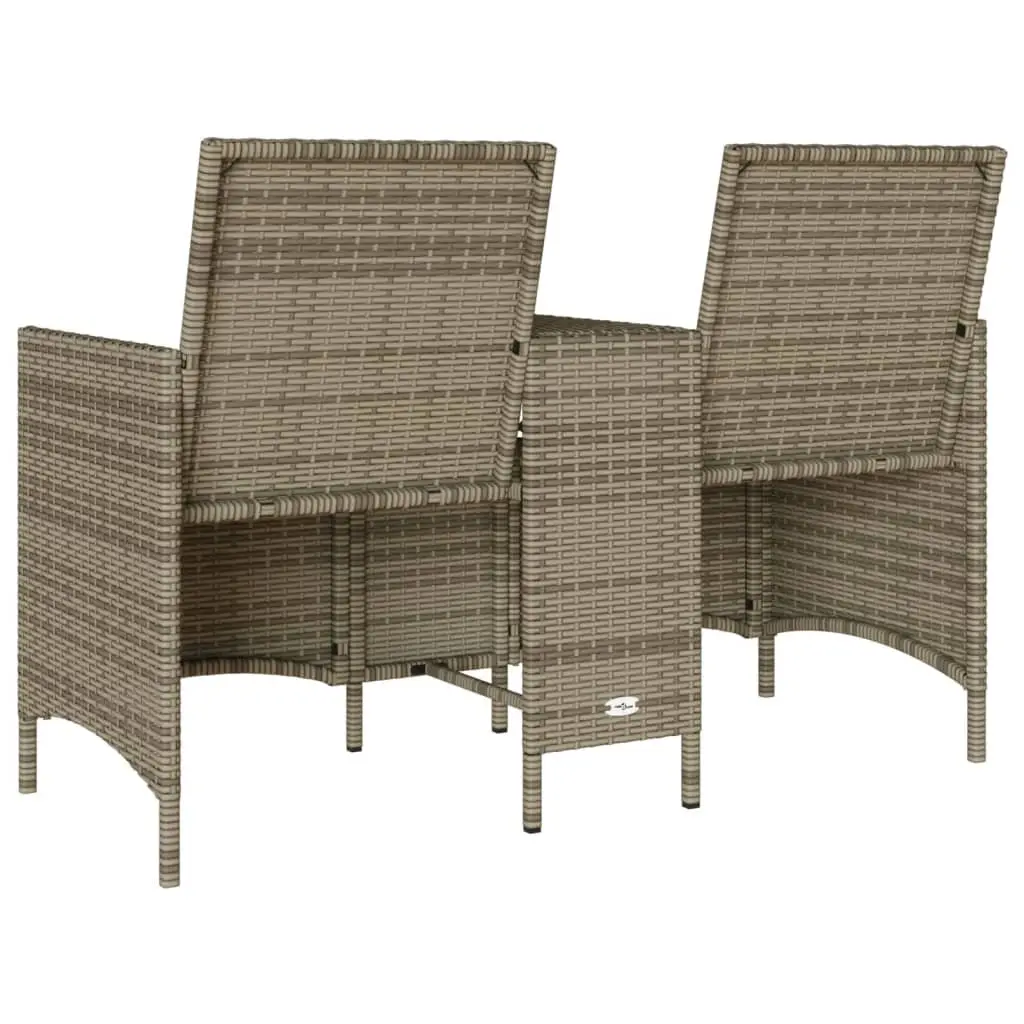 Garden Sofa 2-Seater with Table and Cushions Outdoor Poly Rattan Grey