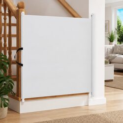 Retractable Pet Gate White Safety Fence Dog Barrier Portable Indoor Outdoor
