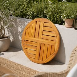 Round Solid Wood Table Top Ø50x2 cm Acacia Wooden Replacement Furniture Surface