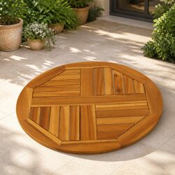 Round Solid Wood Table Top Ø60x2 cm Acacia Replacement Tabletop Garden Dining