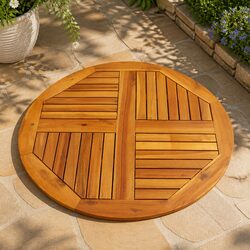 Round Solid Wood Table Top Ø80x2.2 cm Acacia Wooden Dining Garden Replacement