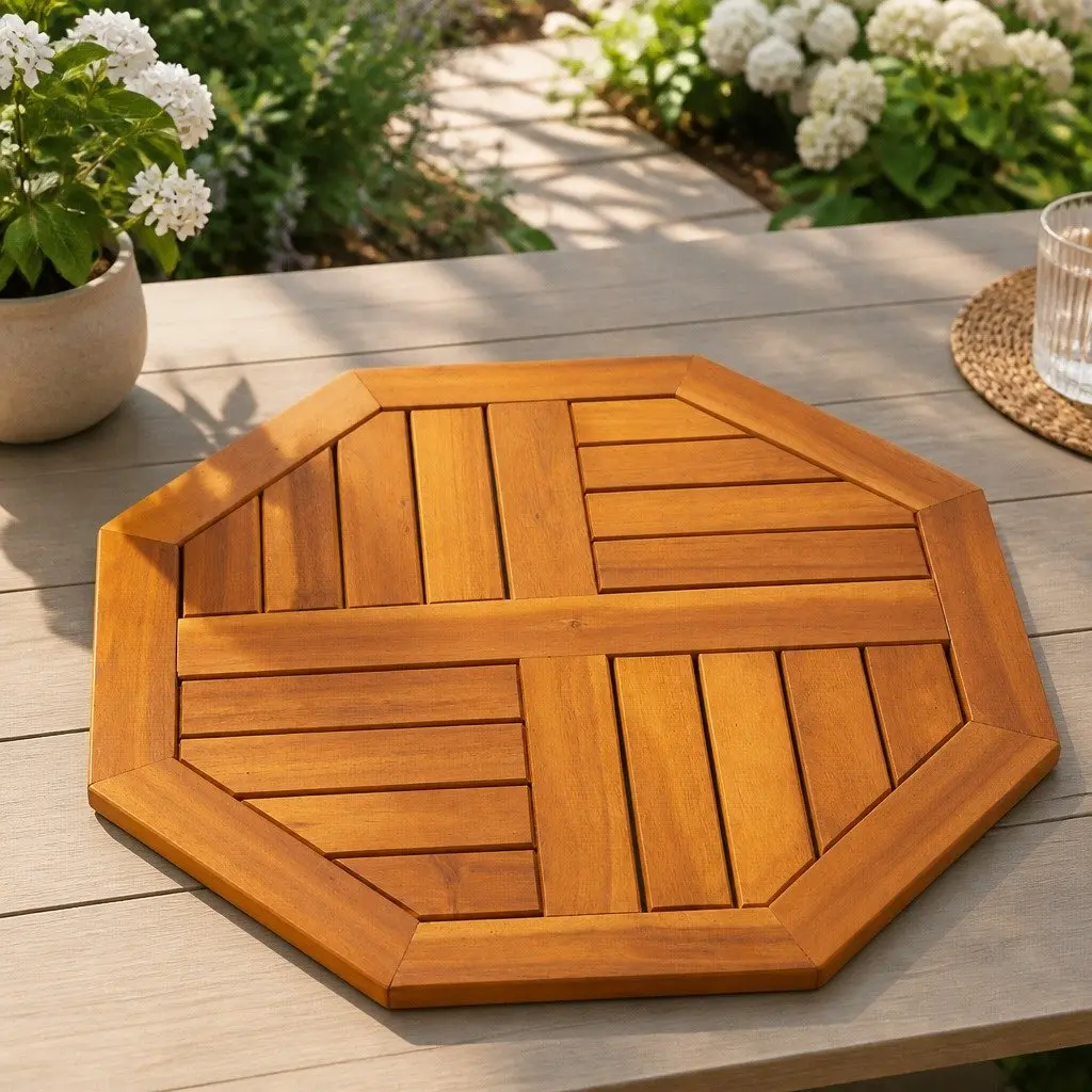 Octagonal Wooden Table Top 50x50x2 cm Brown Garden Dining Furniture Replacement