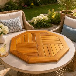 Octagonal Wooden Table Top 60x60x2cm Brown Garden Dining Furniture Replacement