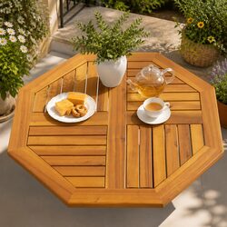 Octagonal Solid Wood Table Top 70x70x2 cm Brown Acacia Replacement Dining